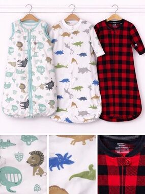 3pc Baby Sleep Sack Bundle 6-9M Carter’s Dino Plaid Cozy Set COZY SLEEP SACK lot